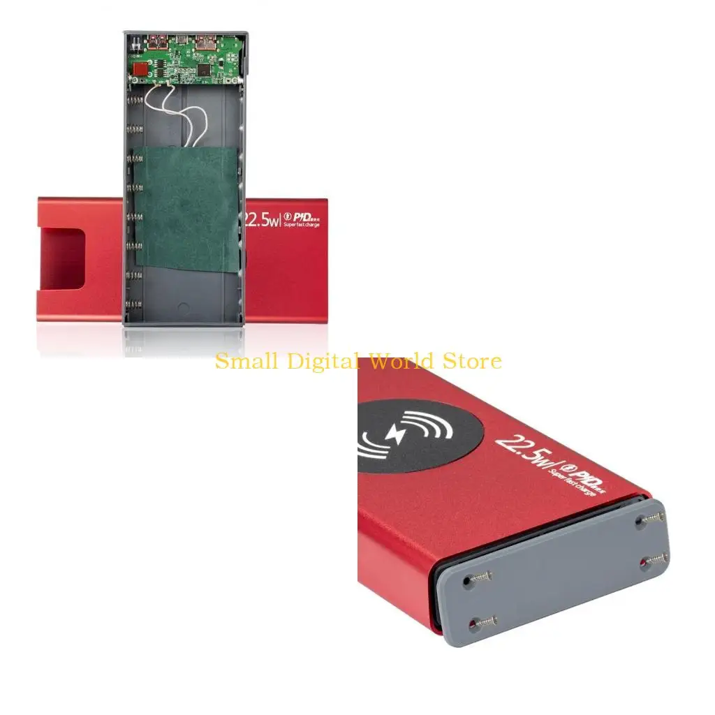 

77UB 8x18650 Чехол для аккумулятора Корпус для быстрой зарядки Внешние коробки из сплава Без батарей