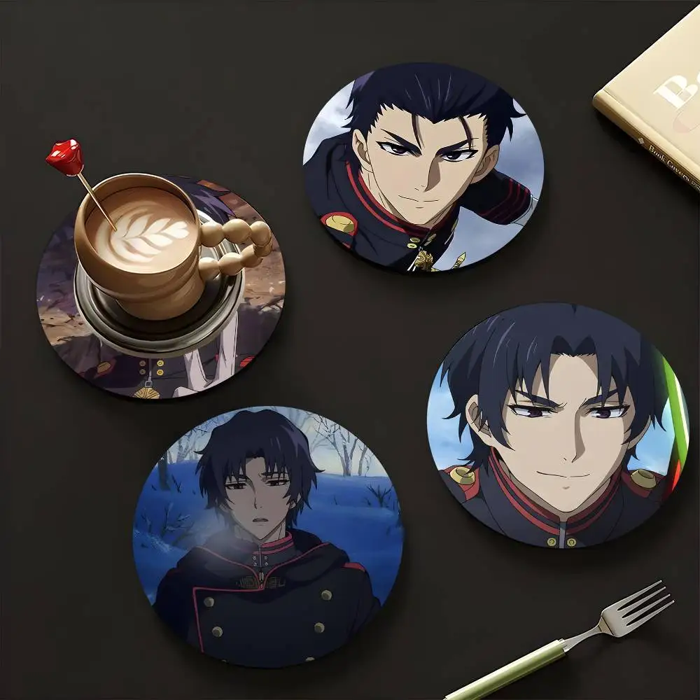 1pc Guren Ichinose Seraph Of The End Wooden Coaster Colour Printing Cup Mat Home Desk Decoration Gifts