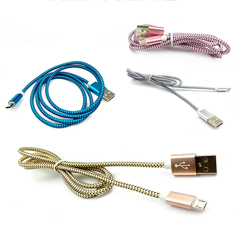 

Fast Charging Micro USB Cable 1 Meter Nylon Wrapped Data Transfer Cord Compatible with S7 2
