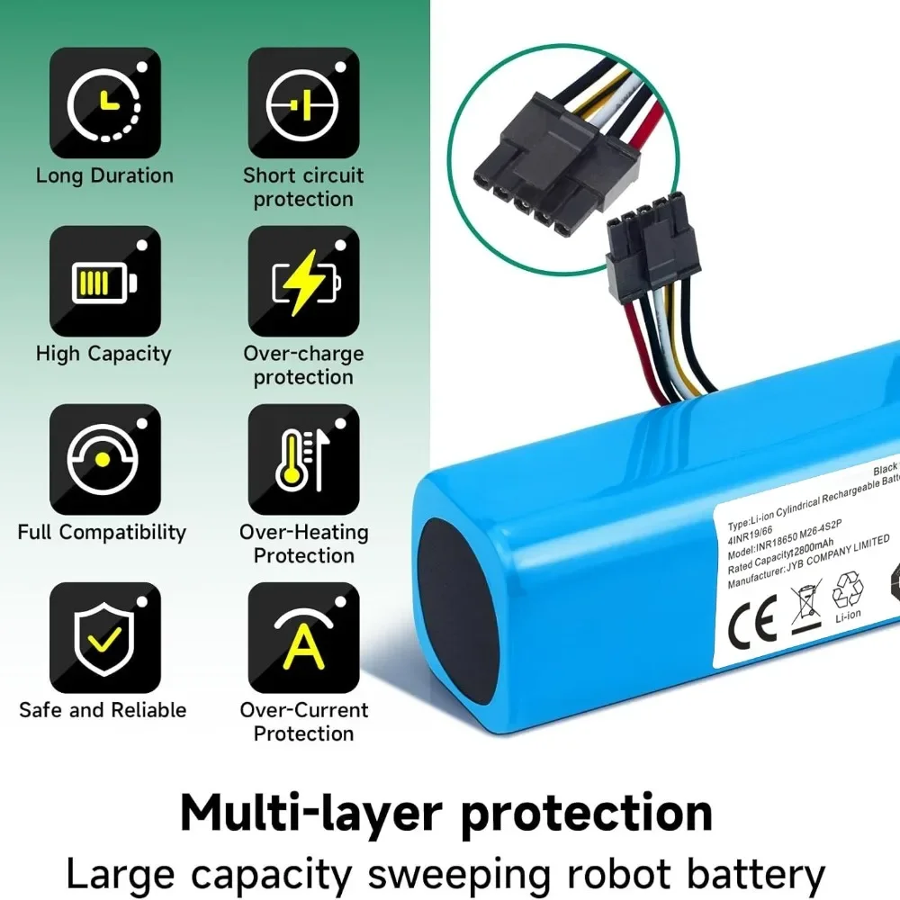 

Сменный литий-ионный аккумулятор большой емкости 12800 мАч 14,4 В для робота-пылесоса Conga 4090 4490 4590 4690