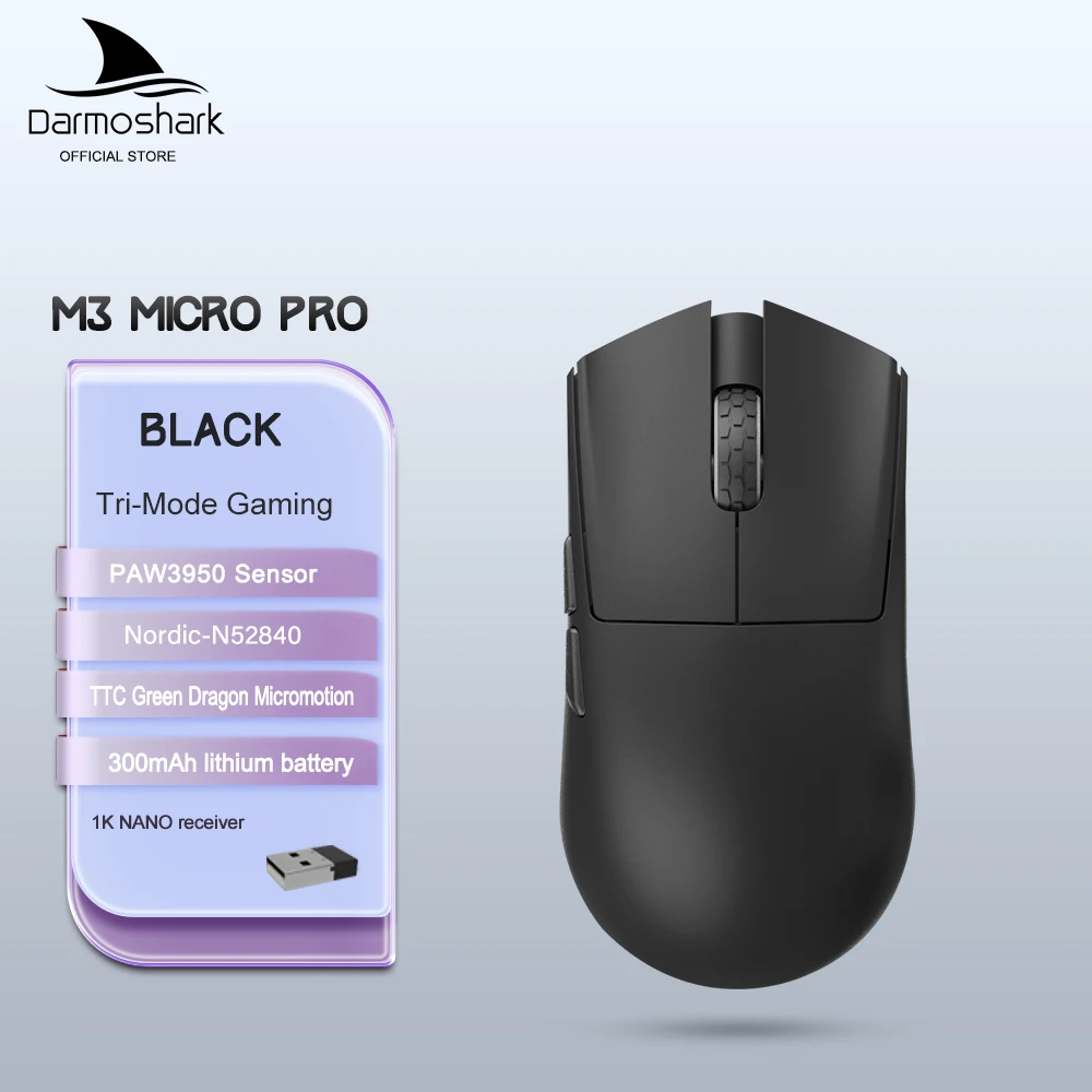 Darmoshark Gaming Mouse M3 Micro Pro Wireless 8K Tri-Mode PAW3950
