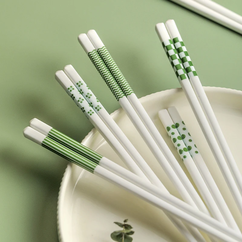 Ins Wind Chopstick High Appearance Level Non-slip and Mould Resistant Household Ceramic Single Kuaiko Special Tableware New Set