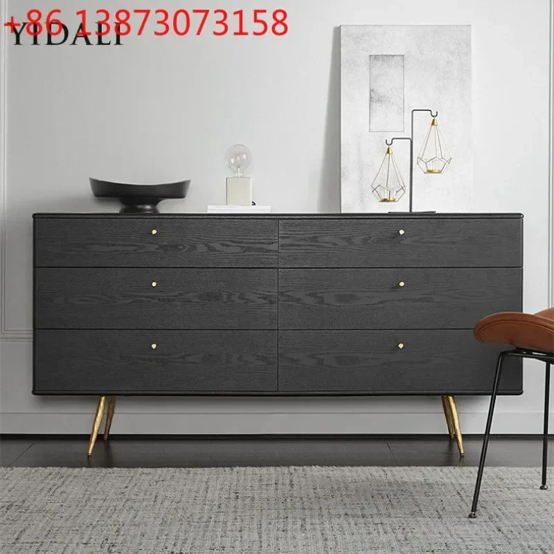 Italian personality creative black oak high-end villa design cupboard storage cabinet