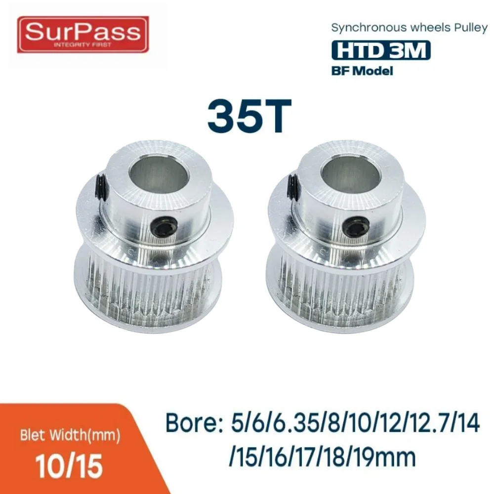 

HTD 3M 35 Tooth BF model Timing Pulley With Gear Pitch 3mm Inner Hole Of 5/6/6.35/8/10/12/12.7/14/15/16/17/18/19mm And Surface W