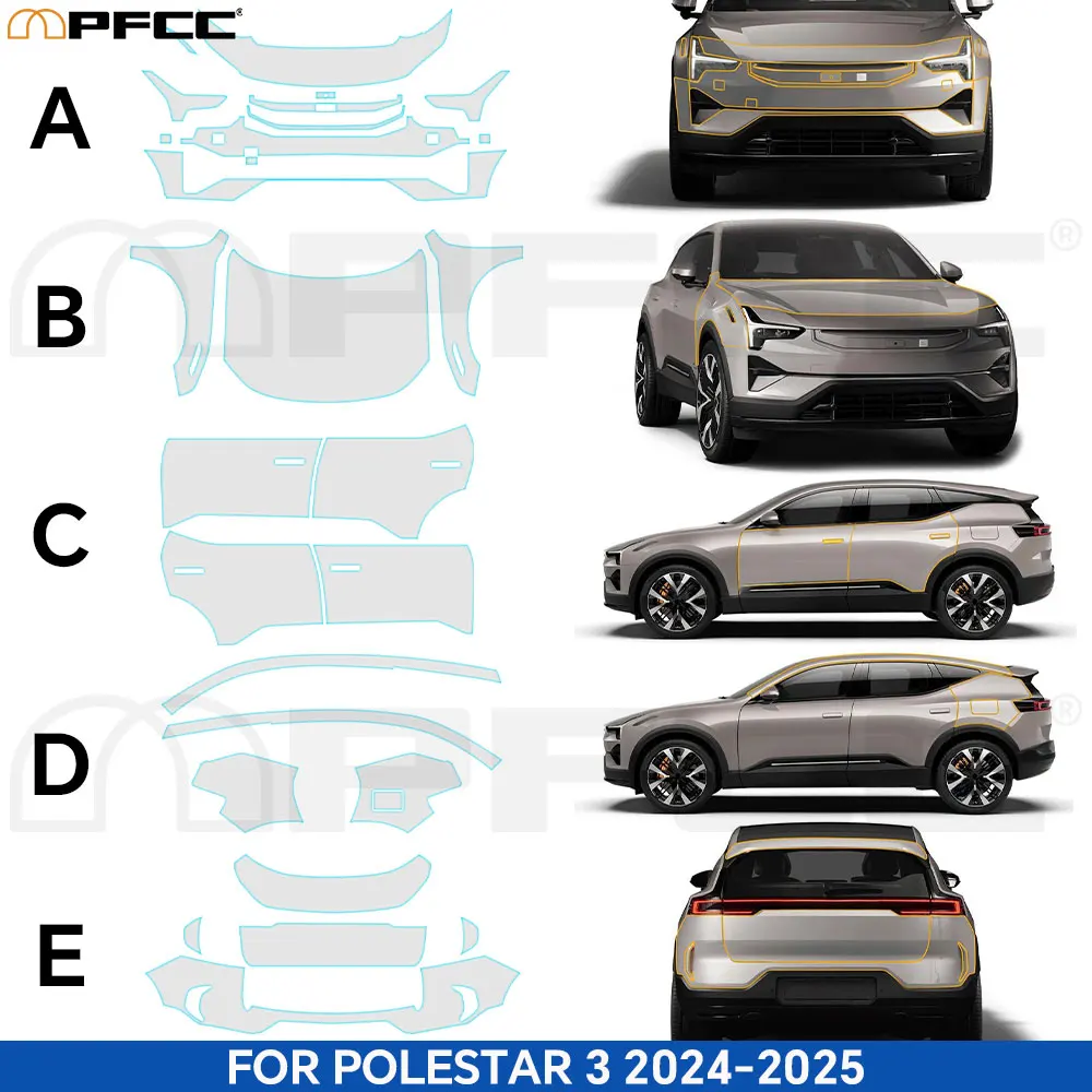 

For Polestar 3 2024 2025 Pre-cut TPU Paint Protection Film Car Body Anti-scratch Bra PPF Transparent Sticker Auto Accessories