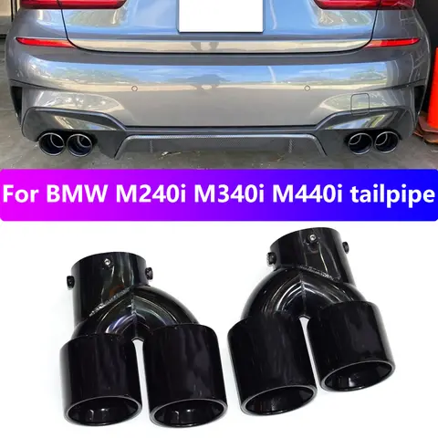 1 쌍 2020-2024 BMW G20 G21 M340i G42 M240i G23 M440i 배기관 업그레이드 탄소 섬유 블랙 머플러 노즐 배기 헤드