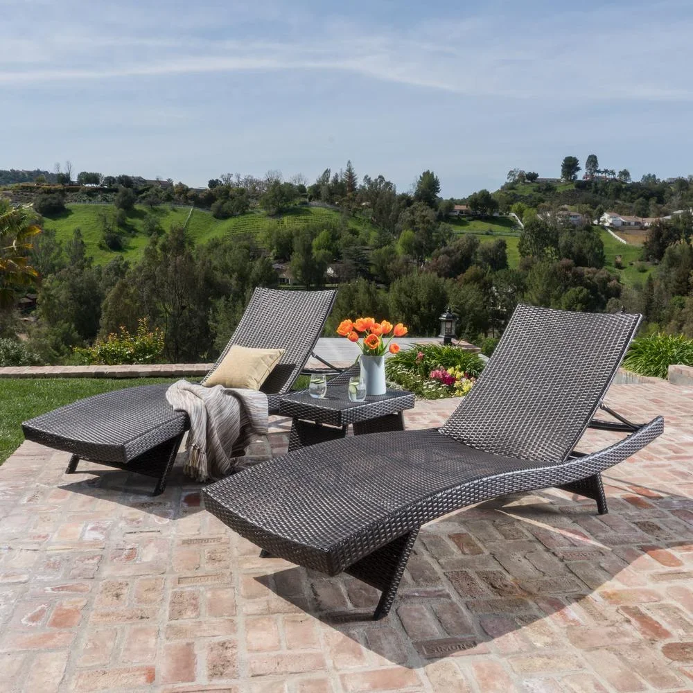 Outdoor Pool Beach Chair PE Rattan Sunbed Sun Lounger Lounge Chair