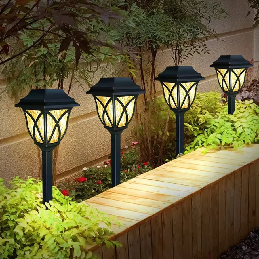 

New 2Pcs Led Solar Garden Lights Outdoor Pathway Yard Waterproof Landscape Patio Lights Home Decoration Solar Powered Lawn Lamps