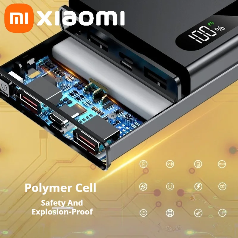 Xiaomi 20000mAh عالية السعة رقيقة جدا المحمولة سبائك التيتانيوم قوة البنك 22.5 واط شحن سريع للغاية الطاقة الخارجية آيفون