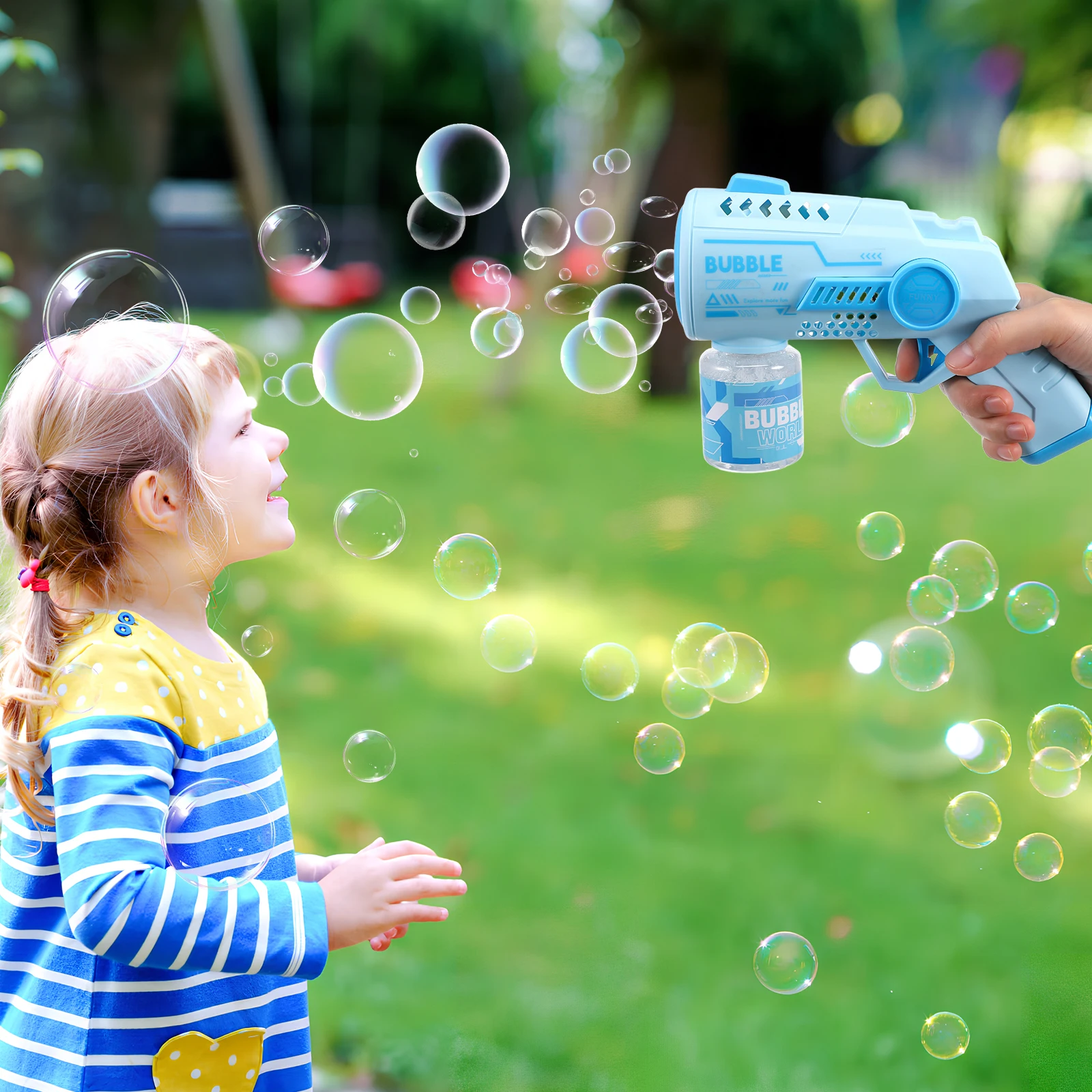 Máquina automática de burbujas para niños y adultos, forma cuadrada, diseño atractivo, portátil, ligero, cumpleaños, bodas