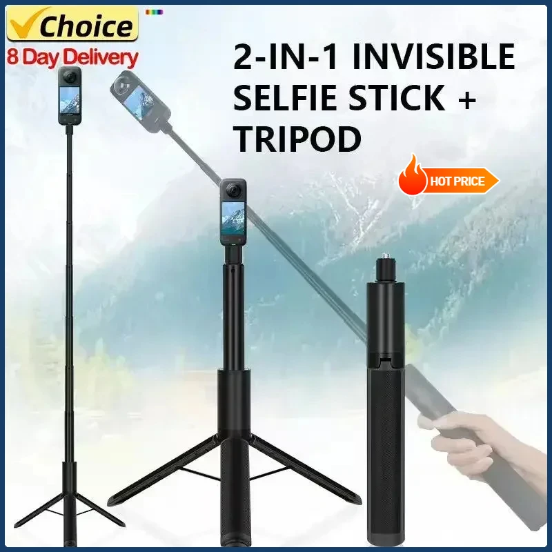 Invisible Selfie Stick for Insta360 X3 X2 Selfie Stick Bullet Time Bundle Handle for Insta360 X4 Panoramic Camera Accessorie DJI