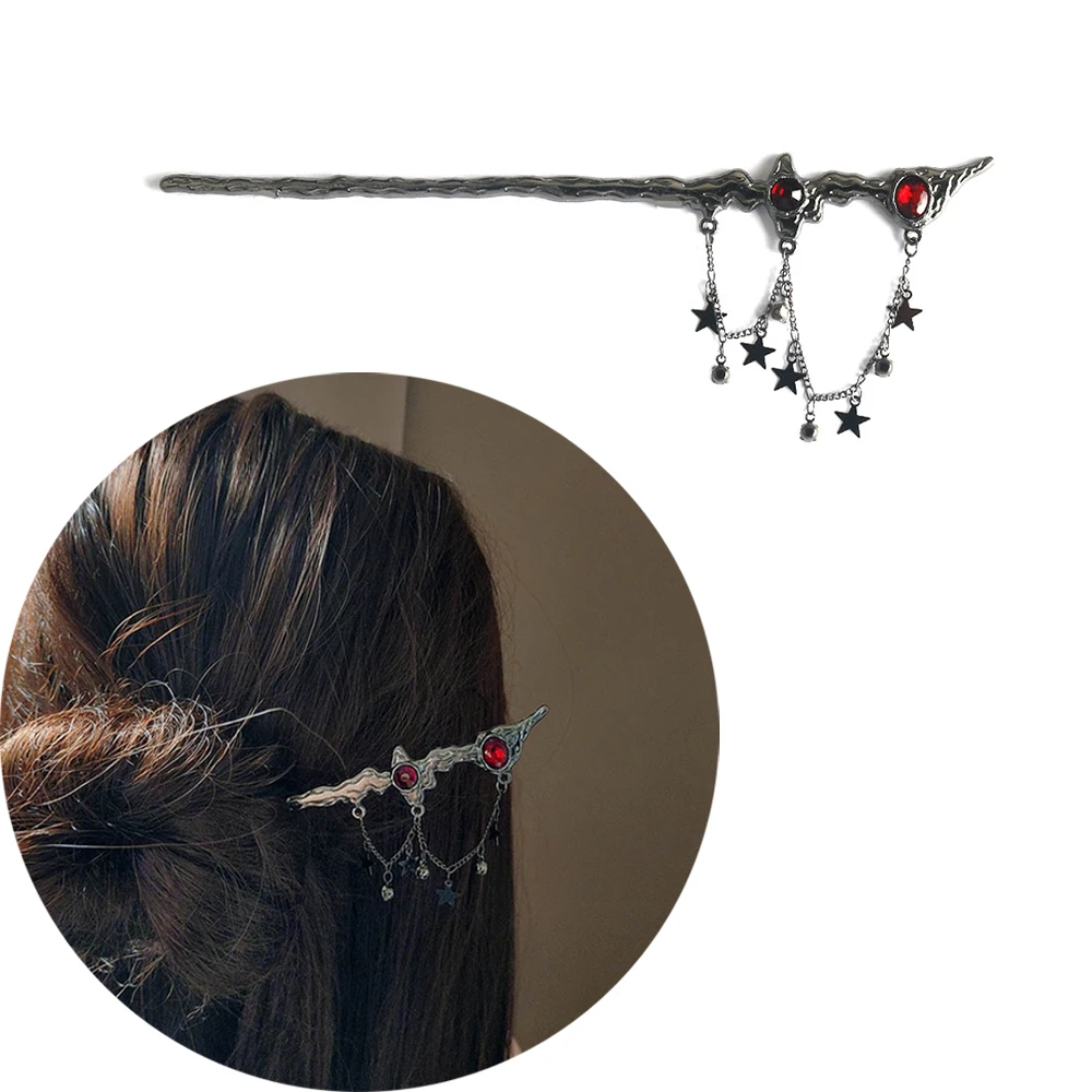 Creative Stars Chains Tassel Hair Stick Accessories Vintage Chinese Metal Hanfu Chopstick Hair Accessory Jewelry Gift Women Girl