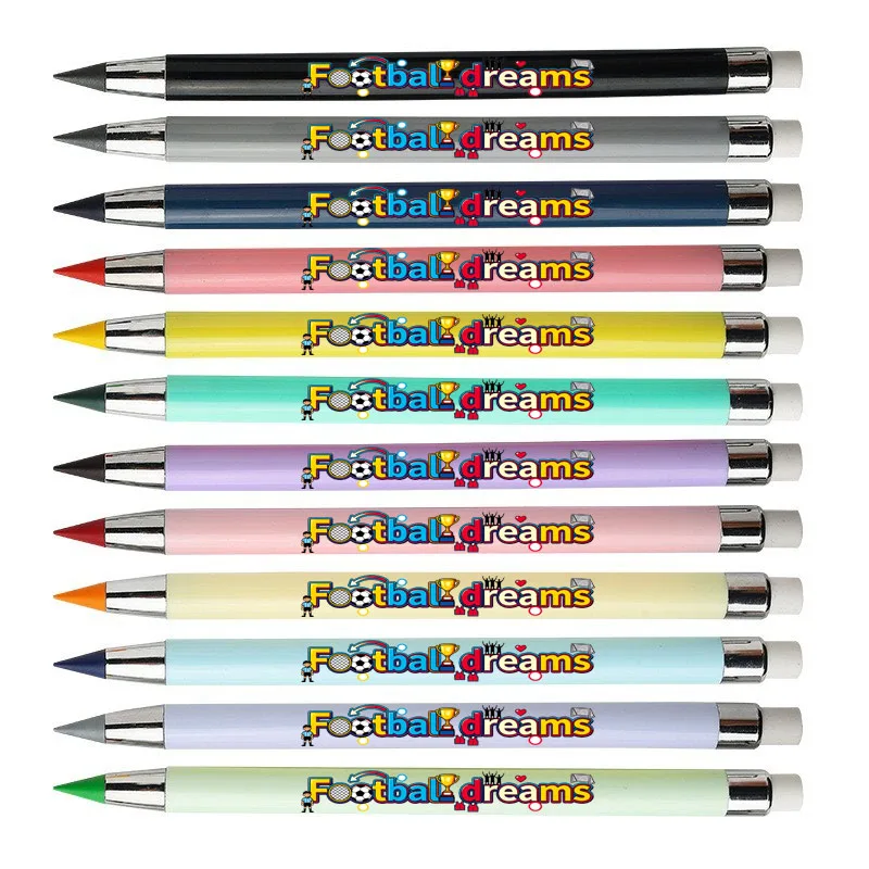 サッカーへの情熱、サッカーの夢、書き物や描画に最適な永遠の鉛筆12本、削らない色鉛筆