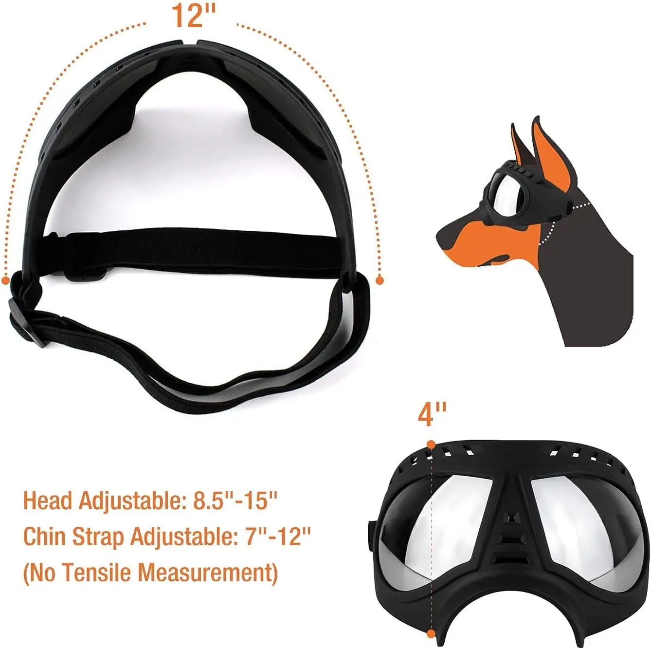 Dog Goggles Large Breed Anti-UV Transparent Dog Sunglasses for Medium-Large Dog Windproof Anti-Dust Antifog Soft Pet Dog Glasses