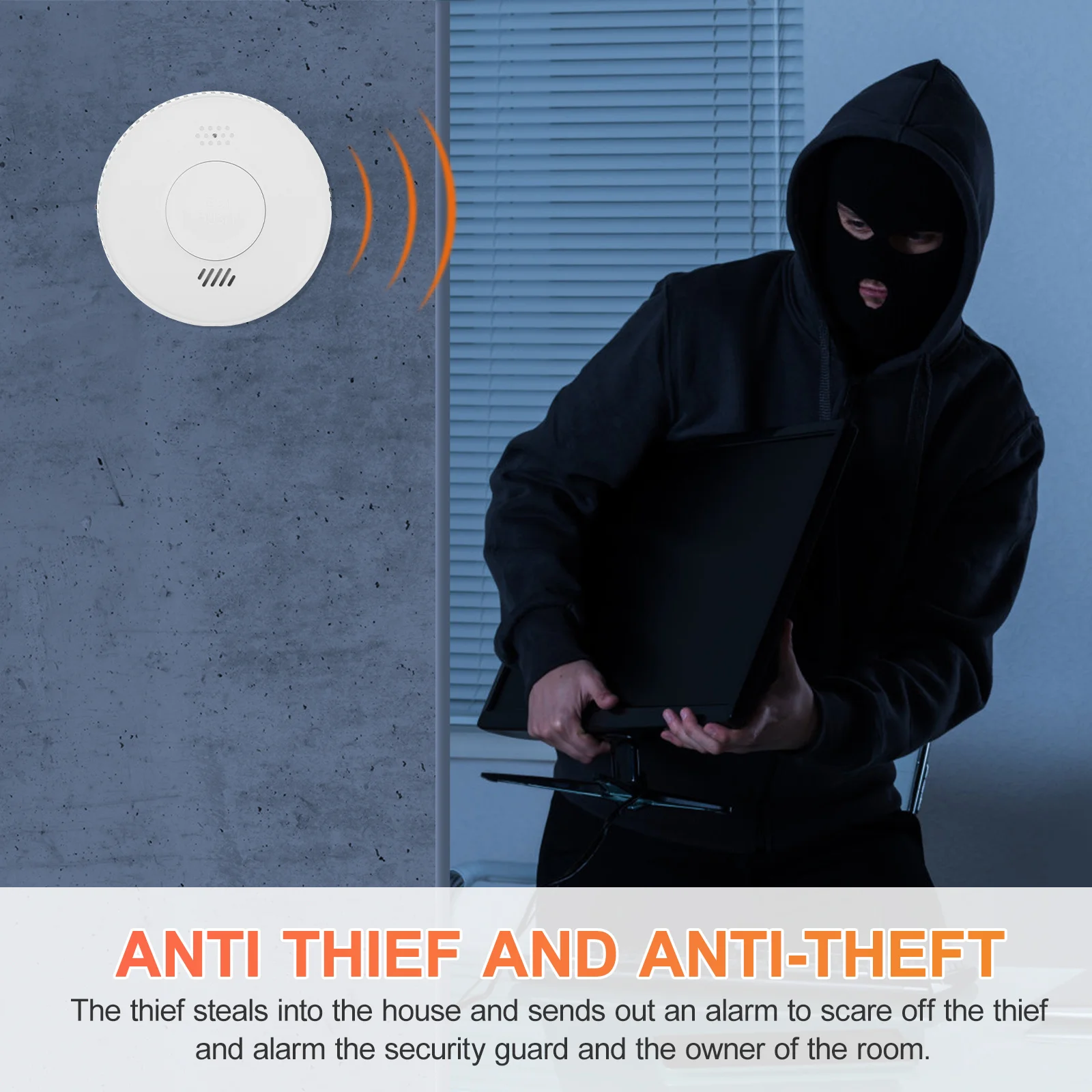 دخان بلاستيكي محمول صغير سريع الاستشعار وقت المنزل مكتب شقة إنذار السلامة من الحرائق الحرارة