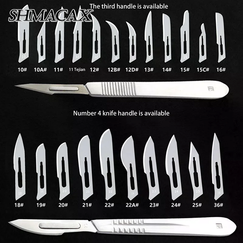 

Универсальный медицинский хирургический нож, сменная ручка лезвия со шкалой, режущие ручные инструменты «сделай сам», 3 # 4 # Ручка скальпеля из нержавеющей стали