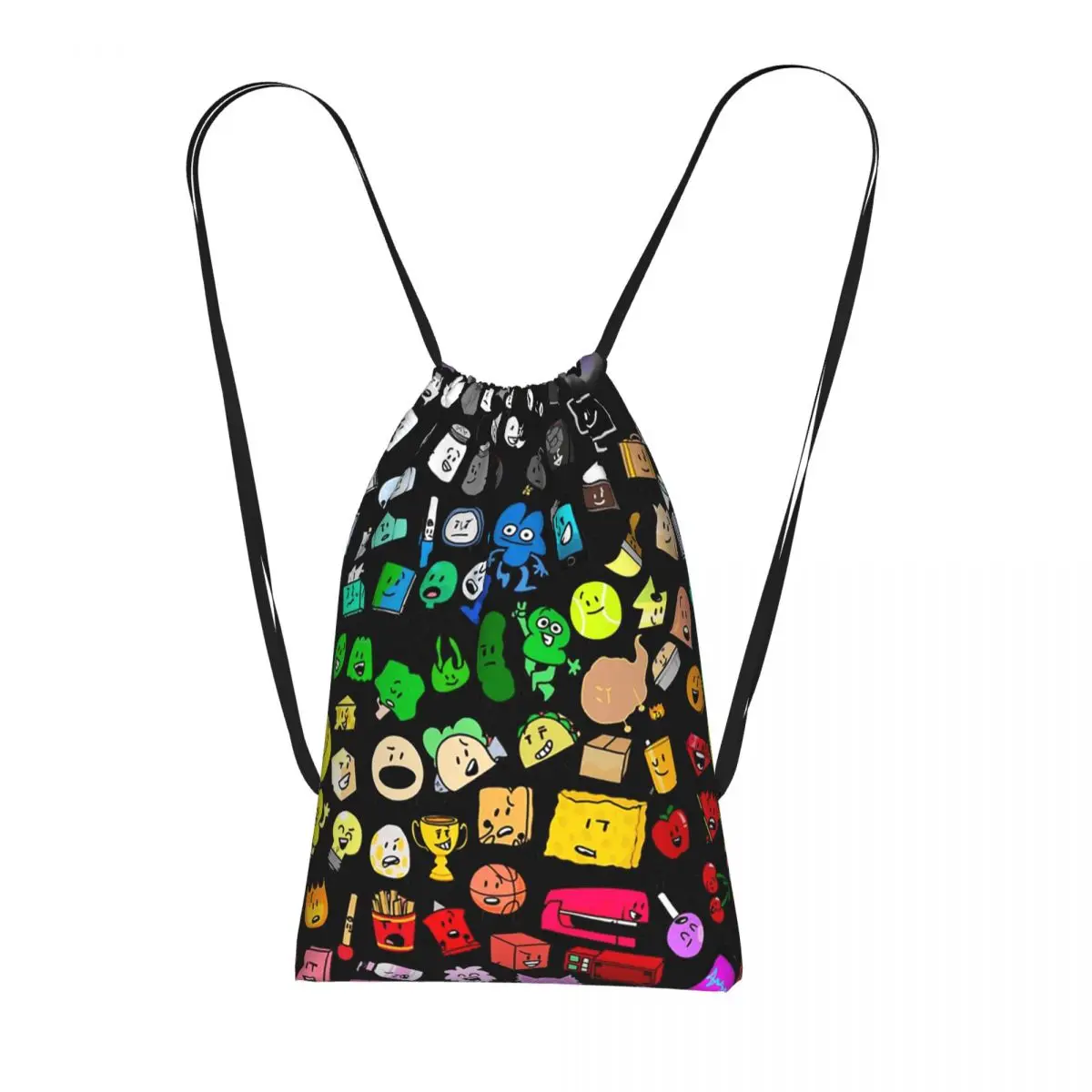BFDI Inanimate Insanity All Character Drawstring Backpack hiking cycling Bag Portable Travel Drawstring Bag for Men Women
