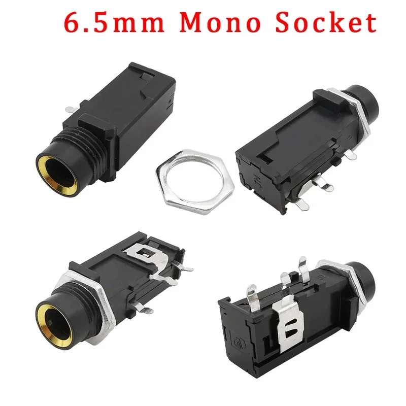 10Pcs 6.35mm Female Jack Adapter 3 Pin 6.35mm 1/4