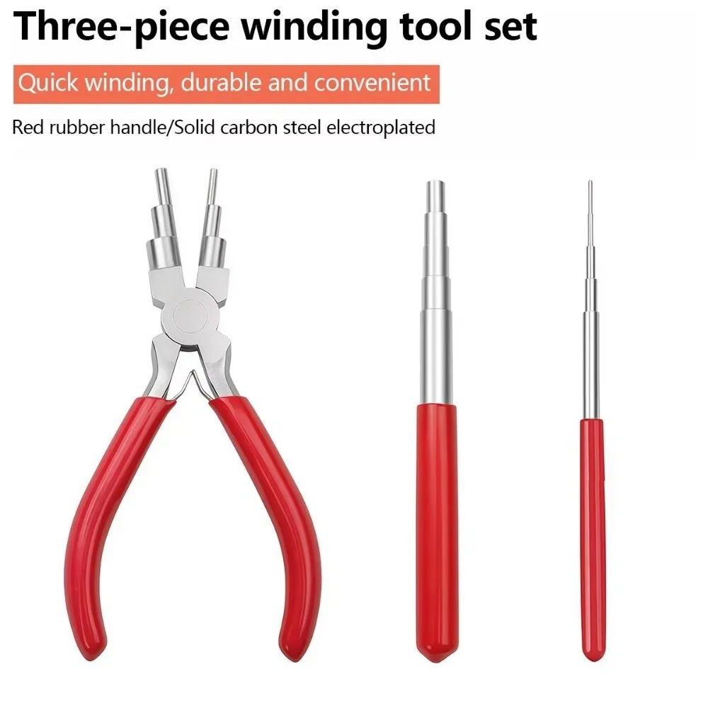 Non-Slip Wire Looping Tool Durable Jump Ring Forming Bail-Making Pliers Comfort Grip Handle Handmade for 3Pcs/Set