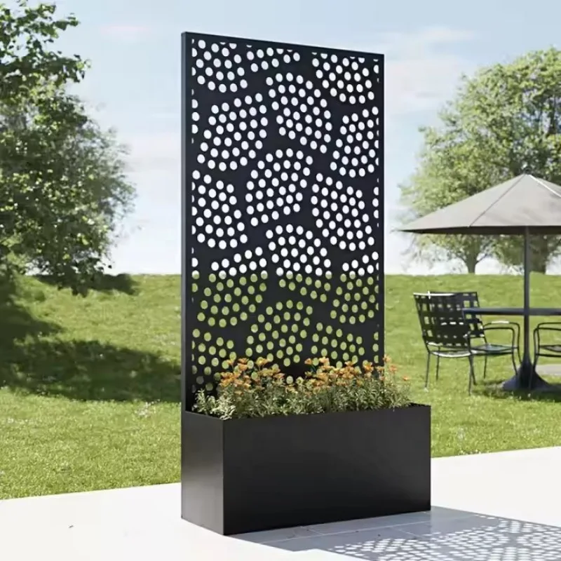 Home Garden Metal Flower Pot Landscape Galvanized Steel Flower Pot with Screen