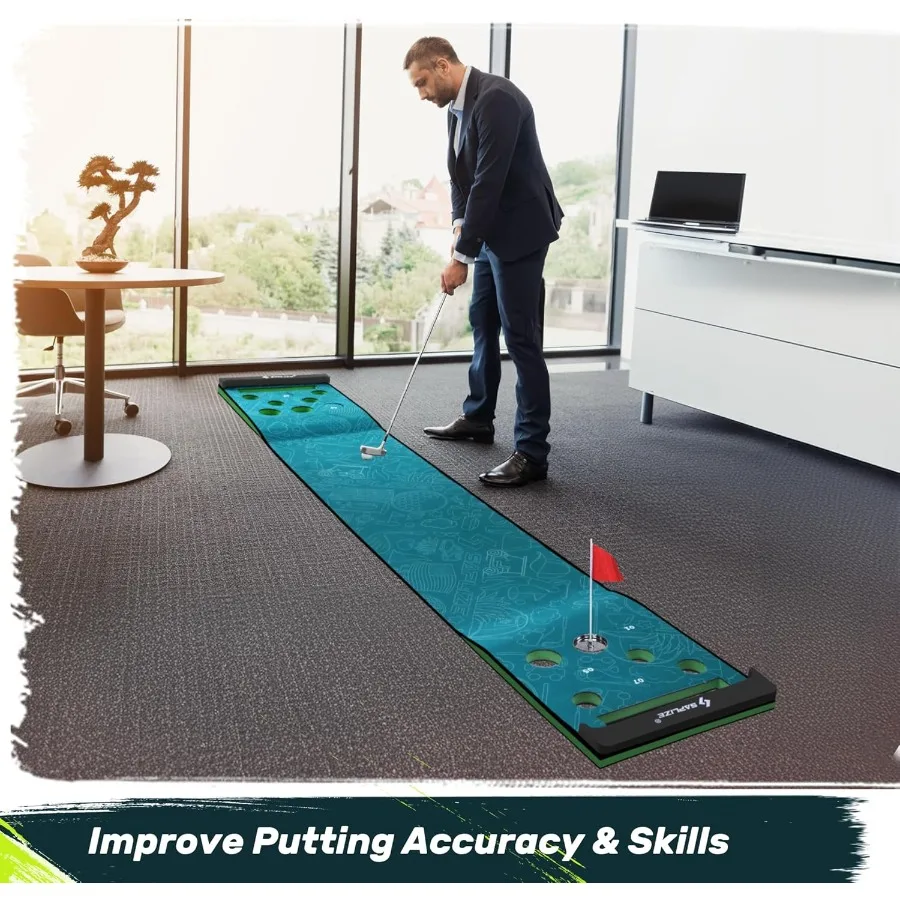حصيرة وضع الجولف مع منحدر قابل للتعديل لتتبع المسار الواقعي وأوضاع ألعاب بونج التفاعلية مثالية للممارسة الداخلية