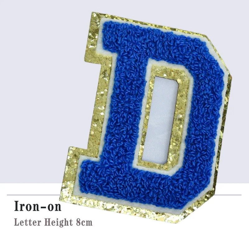 Navy blue Letter Iron on Patches 3D Chenille Embroidered Applique Alphabet Letter For Clothing