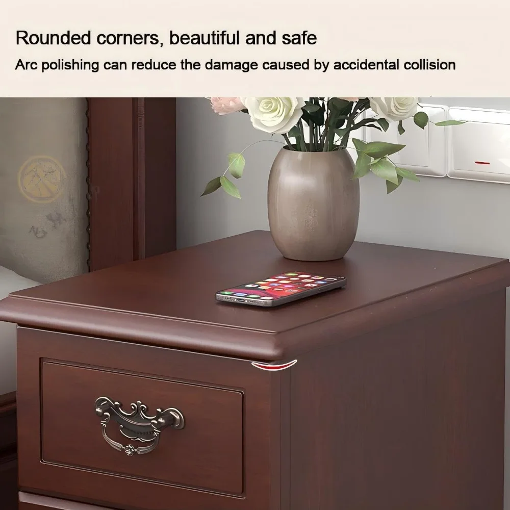 コンパクトなベッドルームナイトスタンド、デュアル引き出しコーヒーテーブル、ポータブルスナックスタンド、ベッドサイド収納テーブル、リビングルームサイドテーブル（ブラウン）