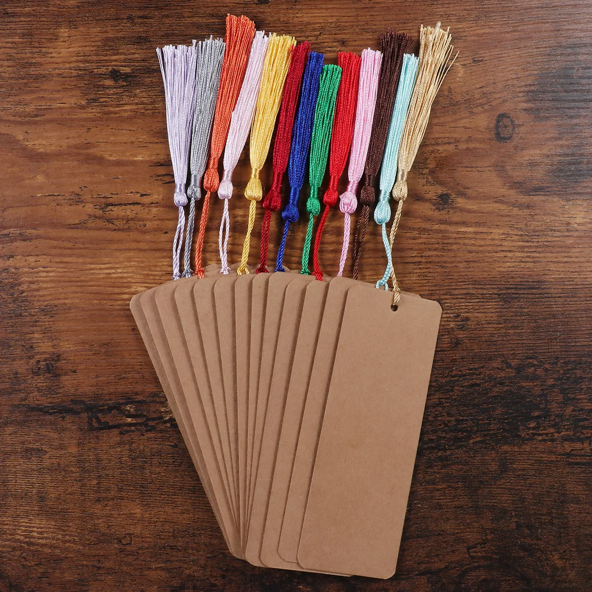 24pcs Blank With Tassel Cardstock For Diy Projects Gift Paper Book Mark Stationery School Supply Party Favor Khaki