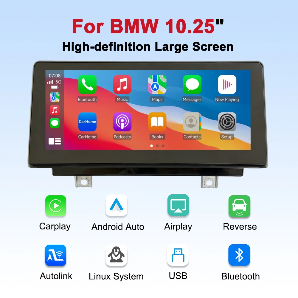 CarPlay Inalámbrico Android Auto de 10.25 Pulgadas para BMW Serie 3 4 F30 F31 F32 F33 F34 F36 M3 F80 M4 F82 Sistema NBT EVO 2013-2019, Sistemas Inteligentes para Automóviles con Pantalla Táctil, YouTube en Línea, Airplay, Autolink, Mirror Link, WiFi, Bluetooth, Navegación GPS. 3
