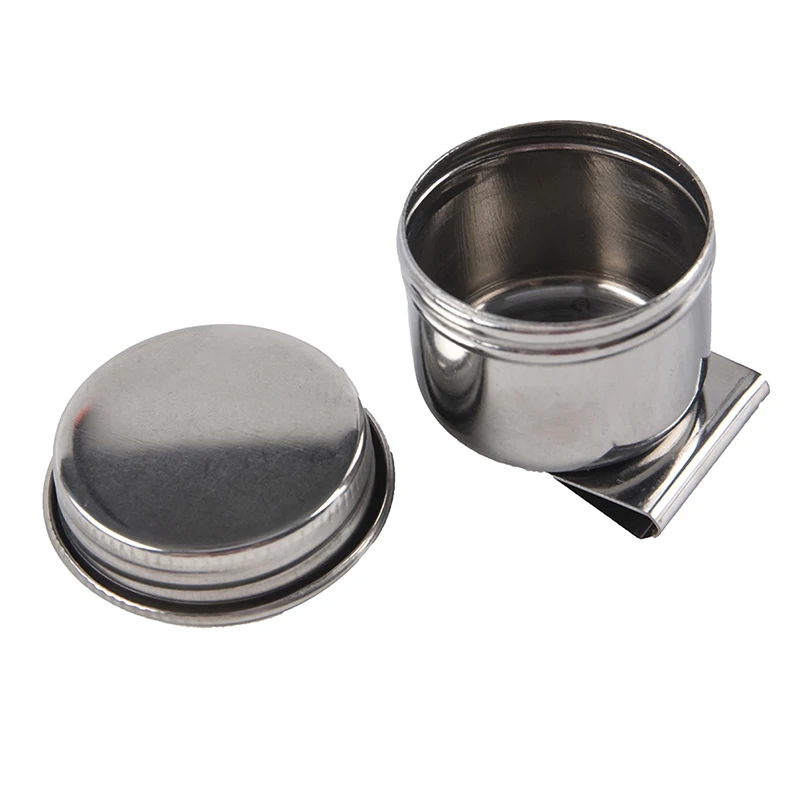 1PC Oil Pot Stainless Steel Oil Painting Double Palette Cup Oil Painting Palette Cup with Lid Portable Oil Paint Container Cups