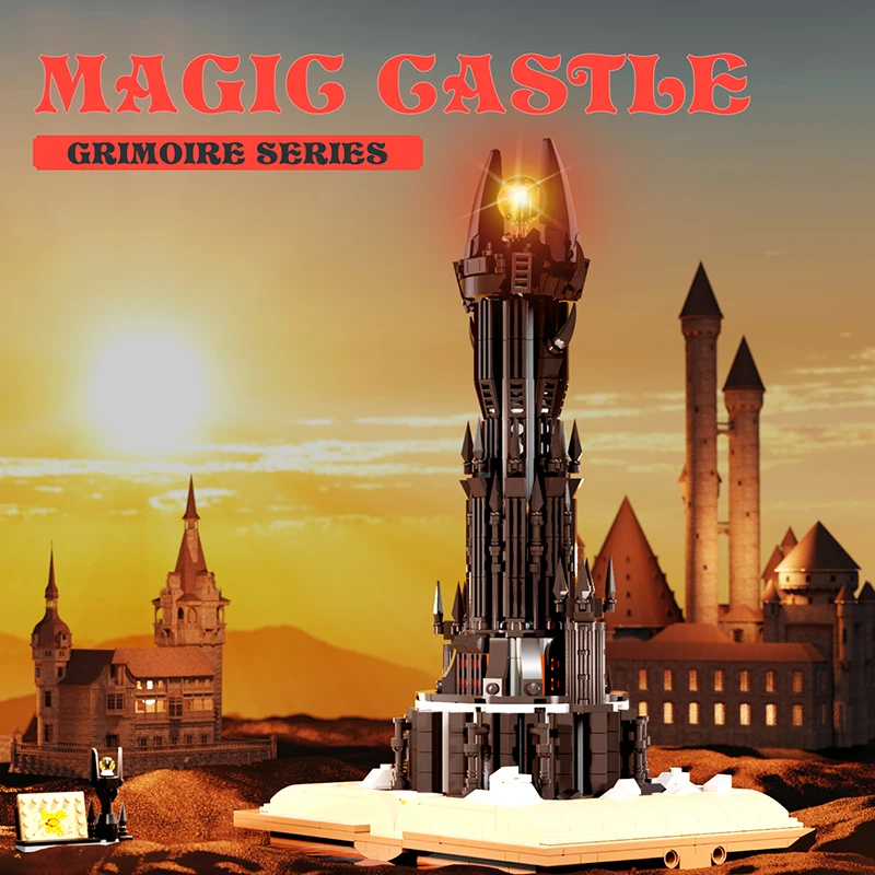 969PCS Magic Gastle on Book Lord Rings Sauron Eye Building Blocks with Led Light Assemble Brick Collection Toy Boy Kids Gifts