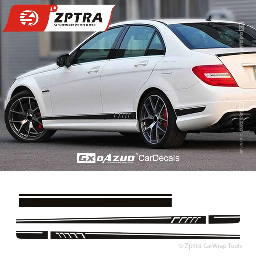 507 Side Stripes Decals Hood Stripes For Mercedes Benz C63 AMG Edition W204C Class Stickers 3D Carbon Fibre Rocker Panel Sticker