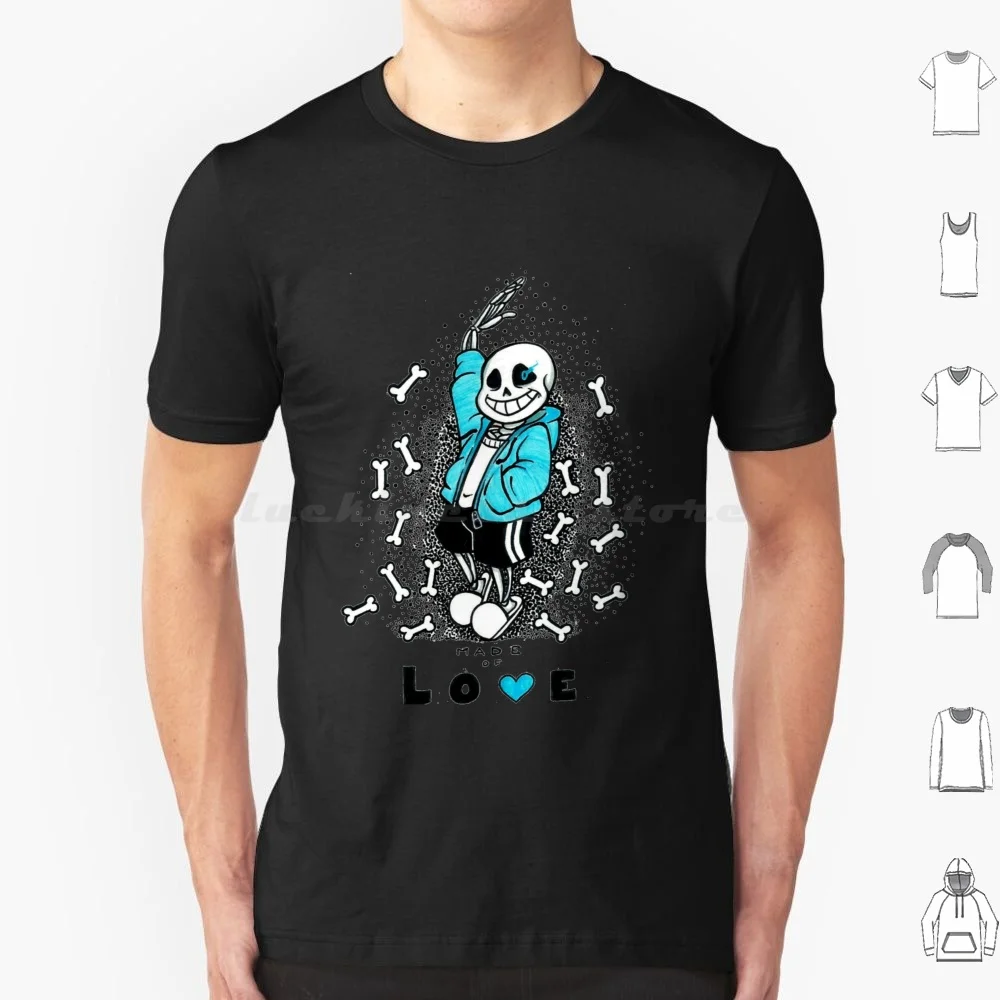 Sans-Undertale T Shirt Big Size 100% Cotton Sans Skeleton Undertale Skelebro Blue Genocide Stronger Love Megalovania Soul Game