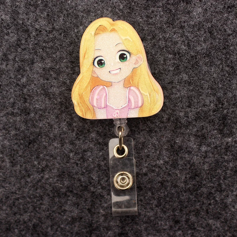 Large Size Princess Badge Reel Nurse Workers Enfermera ID Holder Girl Boy Retractable Name Card Holder Accessory