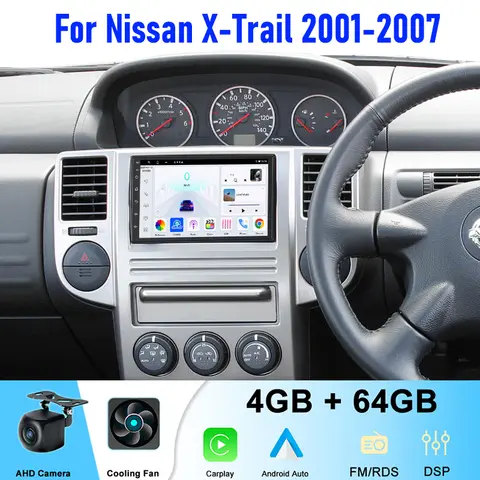 7" 4+64GB For Nissan X-Trail 2001-2007 Car Radio Android 15 System Support Apple Carplay Head Unit Steering Wheel Control