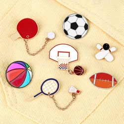 7 Styles Sport Enamel Pins High Quality Basketball Football Bowling Brooches Women Men Coat Lapel Pin Badges Jewelry Gift Friend