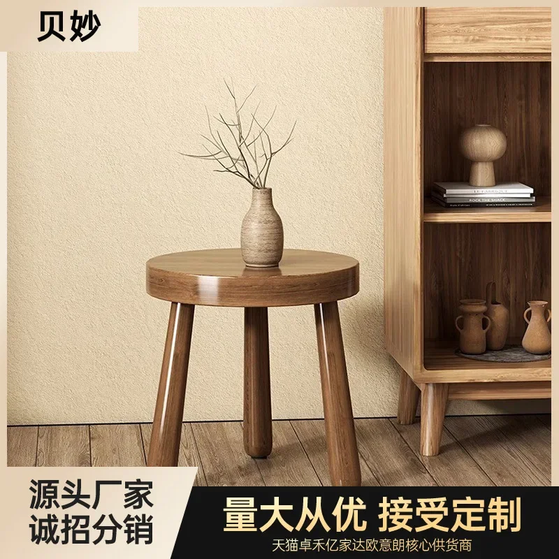 Comfortable Small Bench Stable Low Stool Black Walnut Portable Stool Multiple Scenes Used Household Wood Stool Furniture