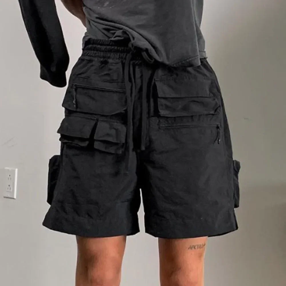 

Casual Outings 2XL Multi-pocket Pants Streetwear Shorts Casual Five Point Solid Color Pattern Vacation Clothing
