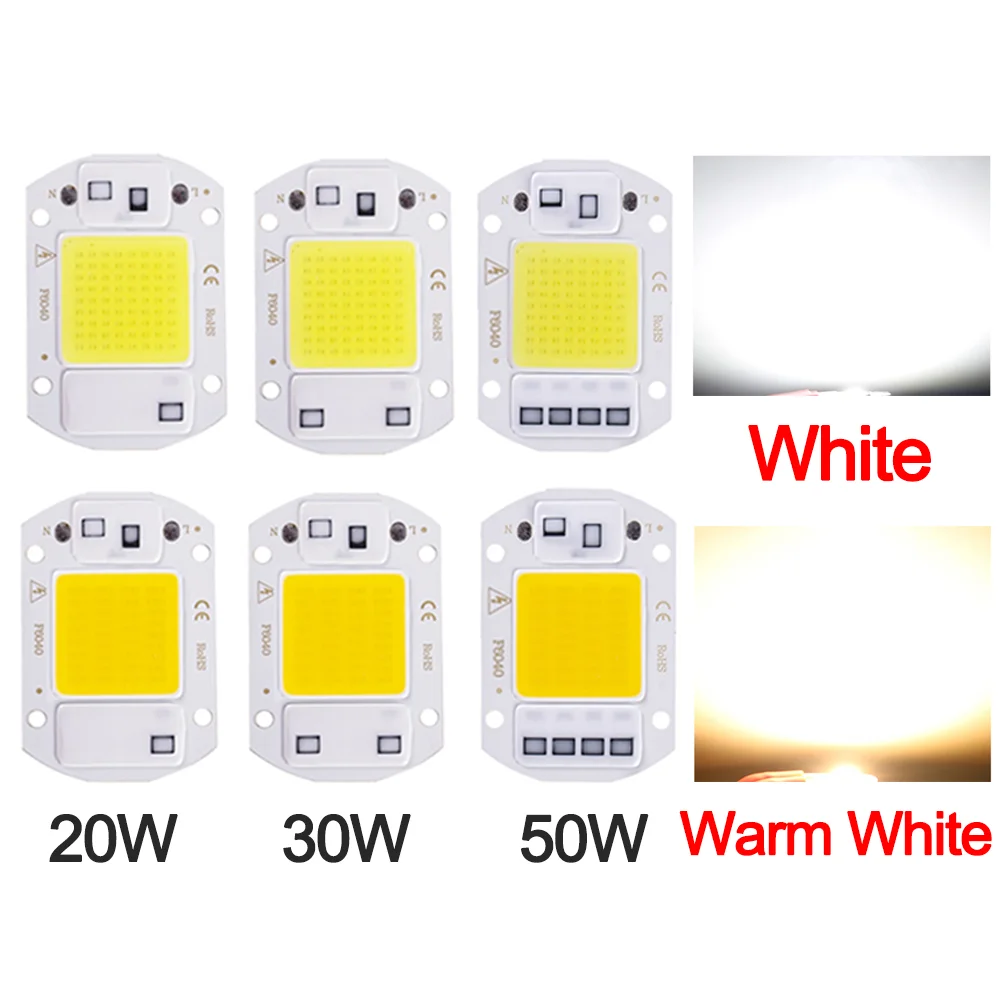 LED Chip AC220V 20W 30W 50W  Smart IC No Need Driver DIY COB Lamp Beads Outdoor Flood Lights Spotlight Floodlight Chip Lighting