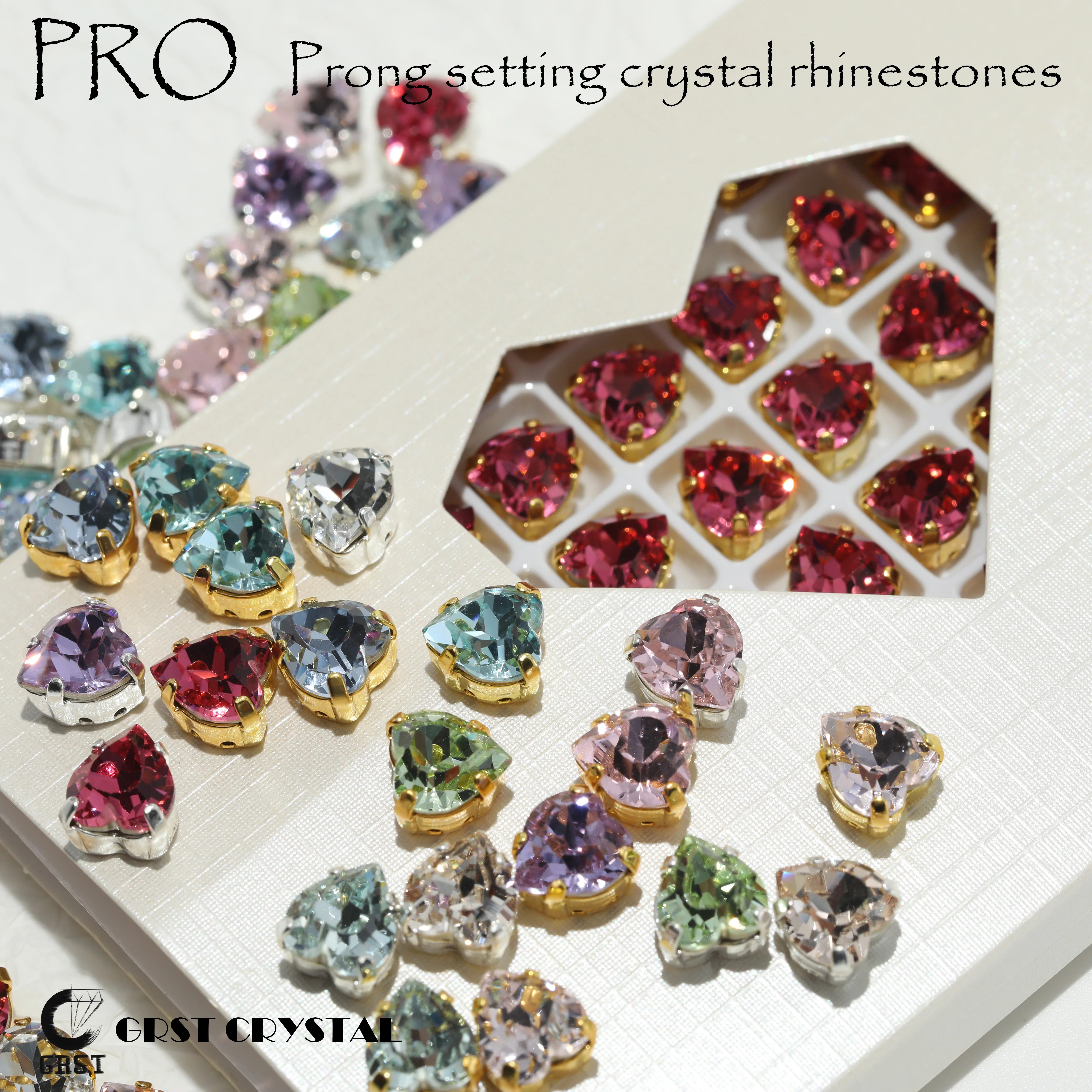 Ausgefallene Formen von Strasssteinen, Kristall-Marquise, Herz, Runde Chaton-Steine, superglänzend für Hochzeitskleider, Schmuck, DIY-Zubehör. – Detail 1