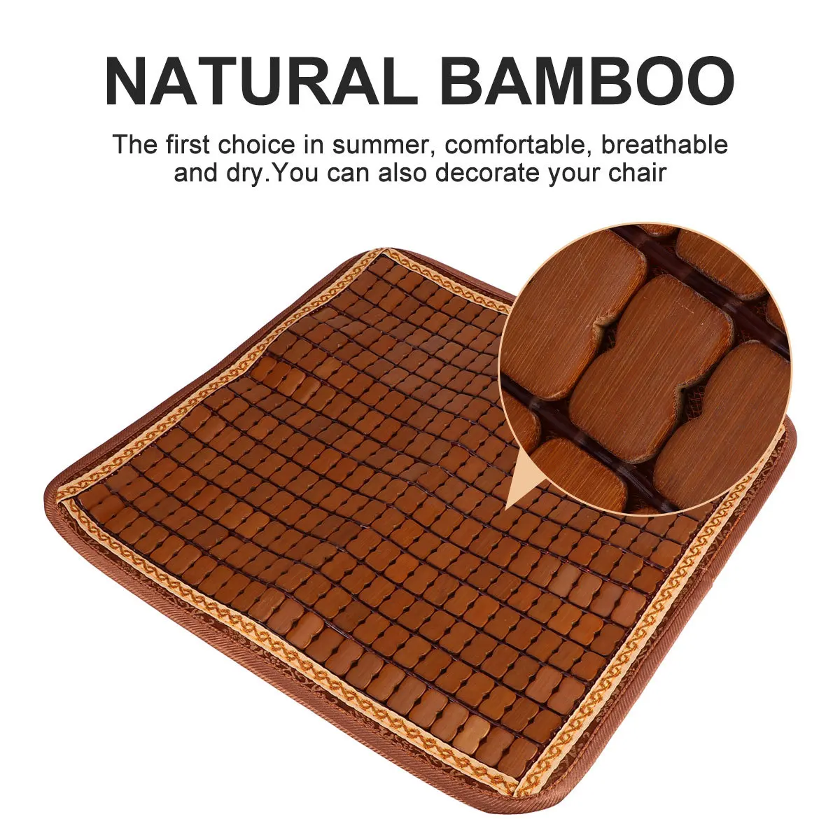 

1Pcs Bamboo Cooling Seat Cushion Breathable Mat for Summer Home Sofa Office Chair Car Bamboo Cushion Mat