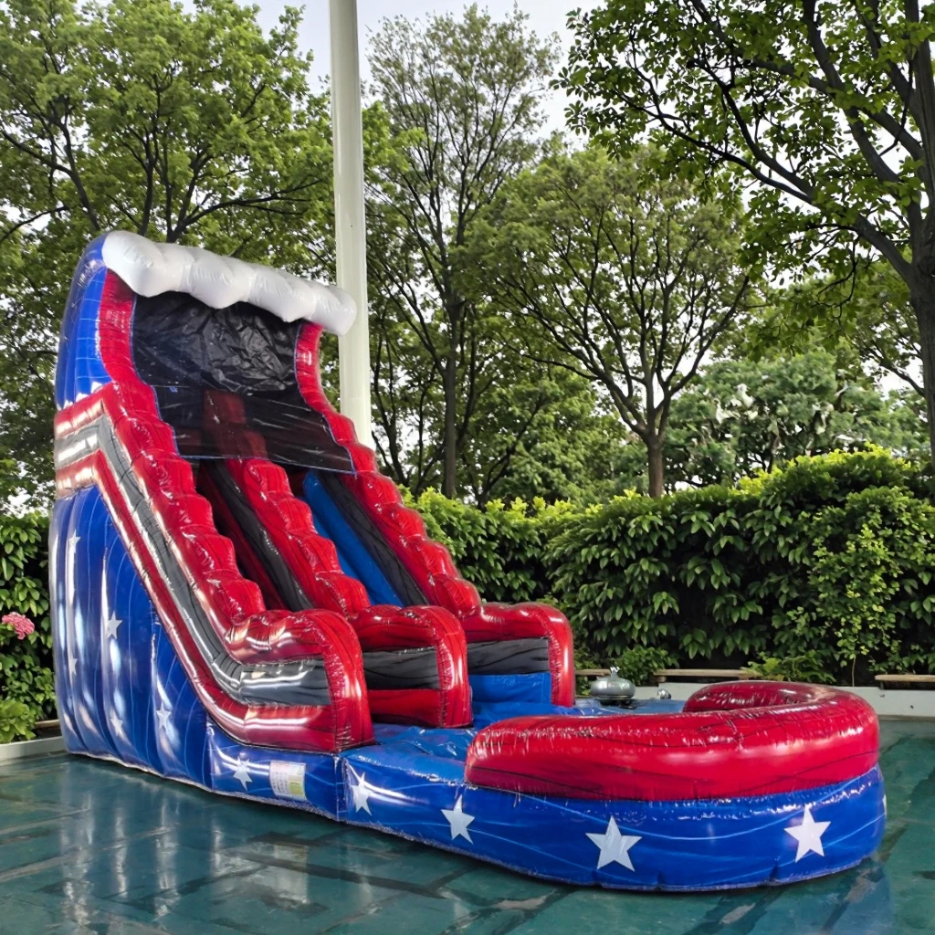 

！@New Design Double Lane Inflatable Water Slide for Kids Rental Business PVC Material Built-in Blower Custom Logo Multi-function