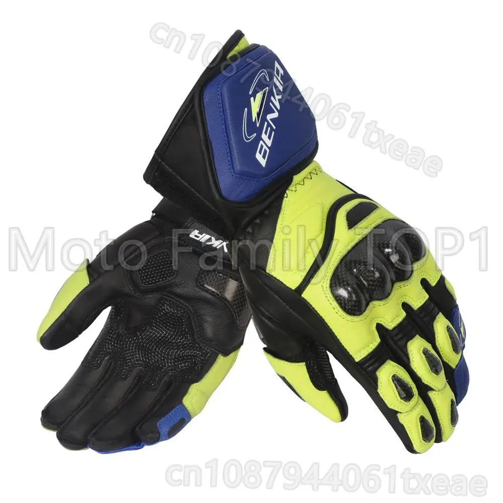 BENKIA motorcycle competition carbon fiber real sheepskin riding anti-drop knight gloves long men and women
