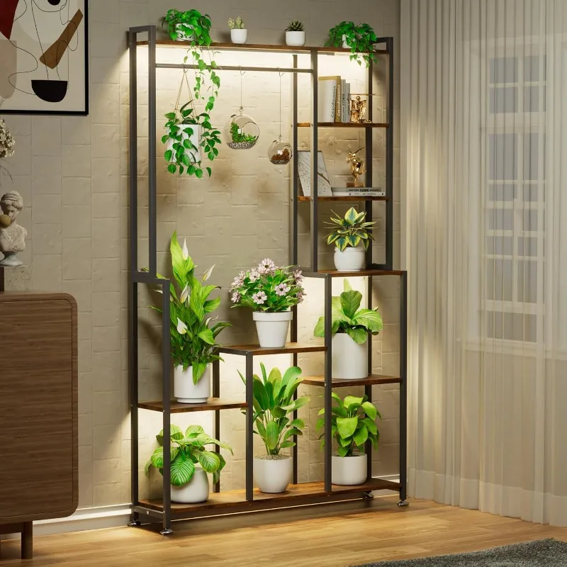 Plant Stand Indoor with Grow Light - 71 Inches Tall Plant Shelf 8 Tiered Metal Plant Stand, Square Flower Stand Display Rack