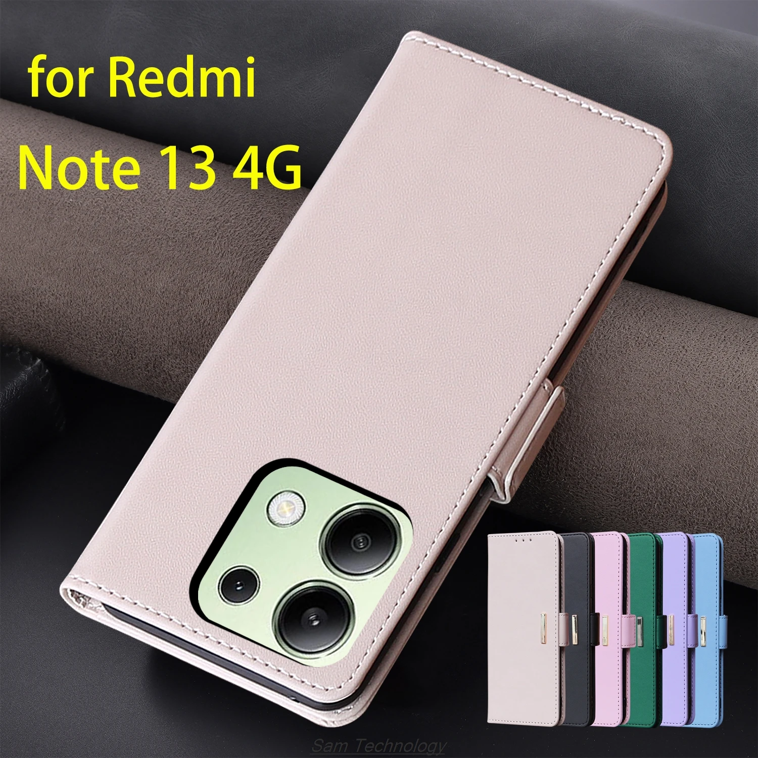 

Magnetic buckle Leather Case for Xiaomi Redmi Note 13 4G Wallet RFID BLOCKING Flip Cover female Simple Capa Fundas Coque