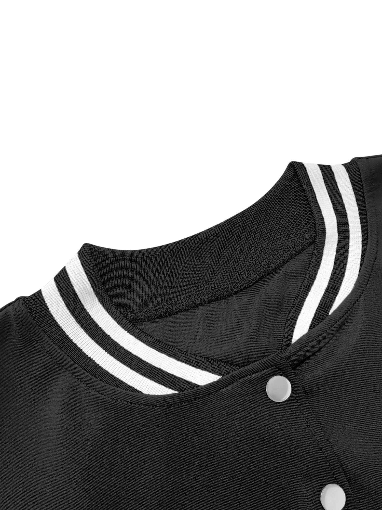 Modischer College-Mantel mit gestreiften Akzenten, kurze Bomberjacke für den urbanen Hip-Hop-Alltagsstil – Detail 11