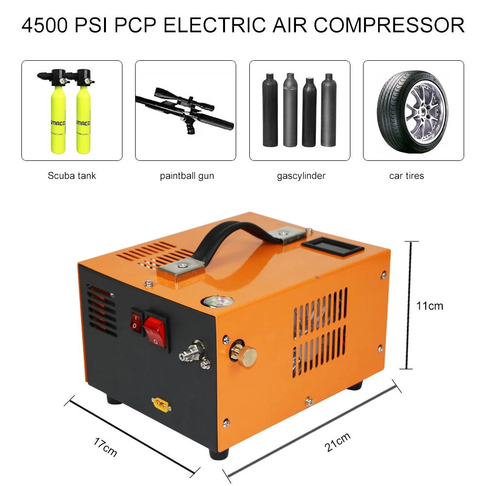 Portable 4500psi 300 bar Pcp Pump High Pressure Air Rifles Mini Vehicle-mounted Electric Air Compressor for Scuba Diving