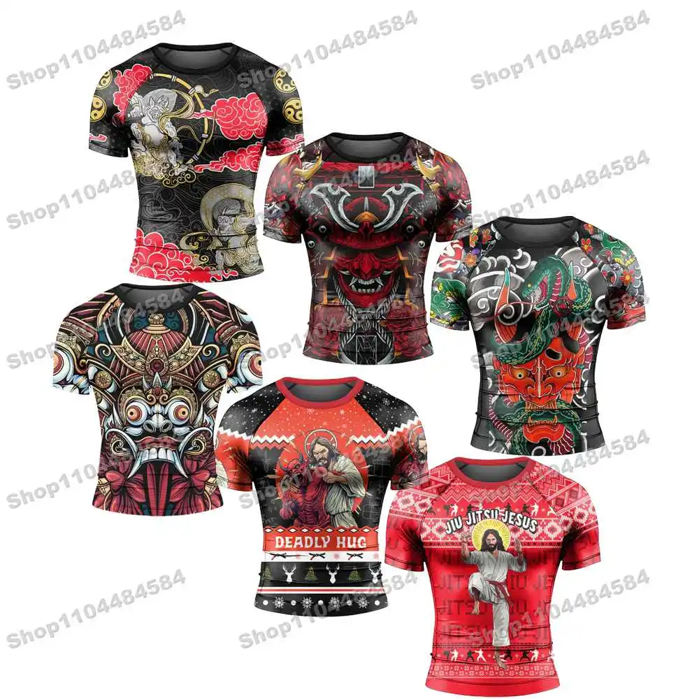 11th Summer Newly Rash Guards Surfing Jersey Beach Trousers Swimwear Diving Gym Short sleeves MMA BJJ Men Jiu Jitsu Fitness Sets