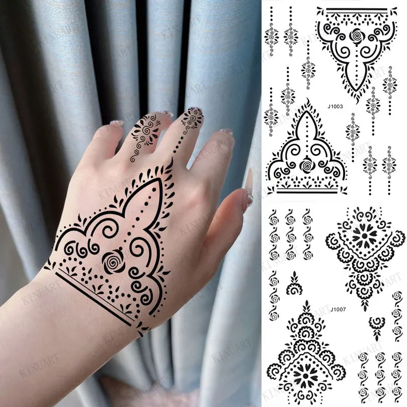 

Black Henna Tattoo Stickers for Hands Temporary Tattoos Body Lace Tatoo Temporari Waterproof Fake Tattoo for Women Hena Tatoo