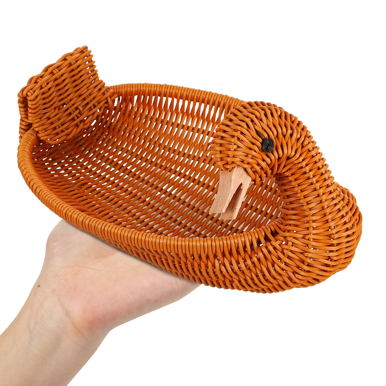 

Fruit Storage Basket Duck Style Woven Design Imitation Rattan Snack Basket Easy Wash Home Kitchen Counter Decor Multipurpose